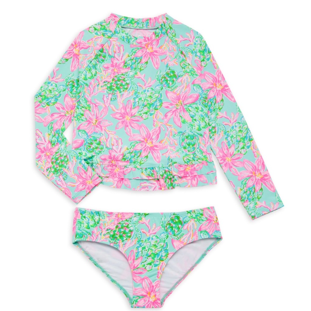Lilly Pulitzer girls rashguard set size 7, nwt